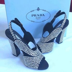 Authentic Prada Crystal Embellished Heels 37